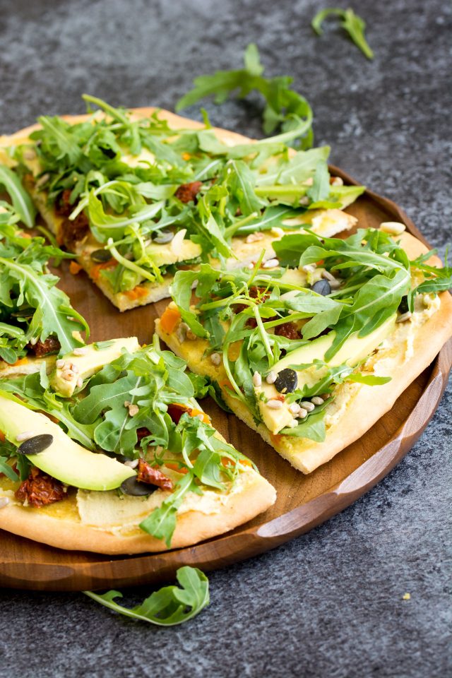 15 Minute Hummus Salad Pizza. This pizza is your new lunchbox best friend. It's absolutely perfect for a quick lunch on the go!