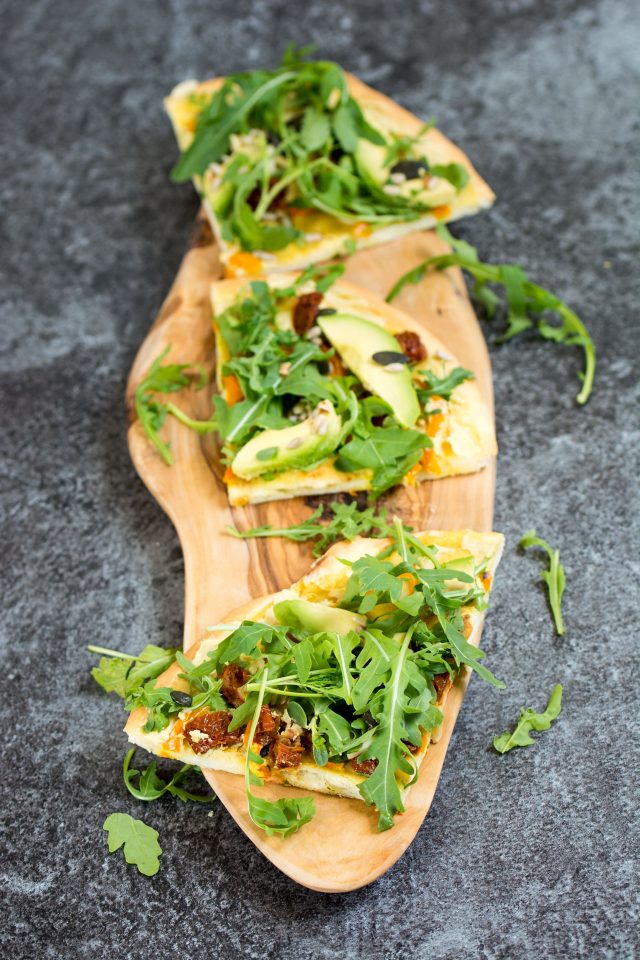 15 Minute Hummus Salad Pizza. This pizza is your new lunchbox best friend. It's absolutely perfect for a quick lunch on the go!