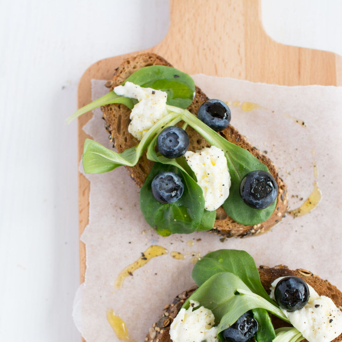 Blueberry Caprese Salad on toast.