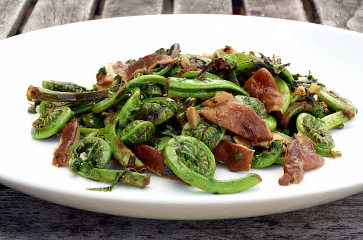 Fiddleheads with Shiitake Mushrooms and Garlic.