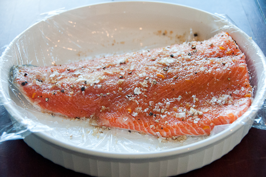 A seasoned fillet of wild caught salmon.