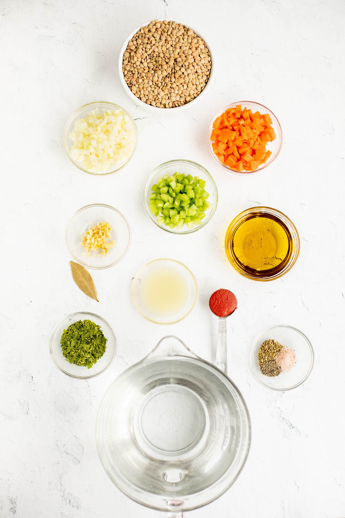 Ingredients for Greek Lentil Soup.