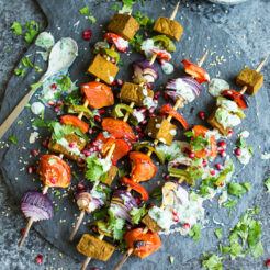 Vegan Grilled Tofu Kebobs with Vegan Herb Yoghurt Drizzle-4