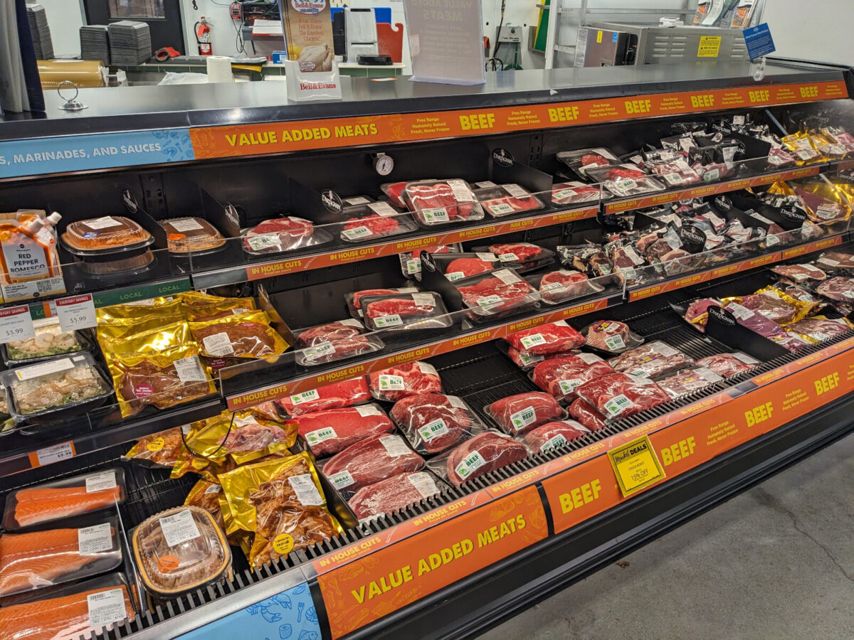 The meat section of a grocery store.