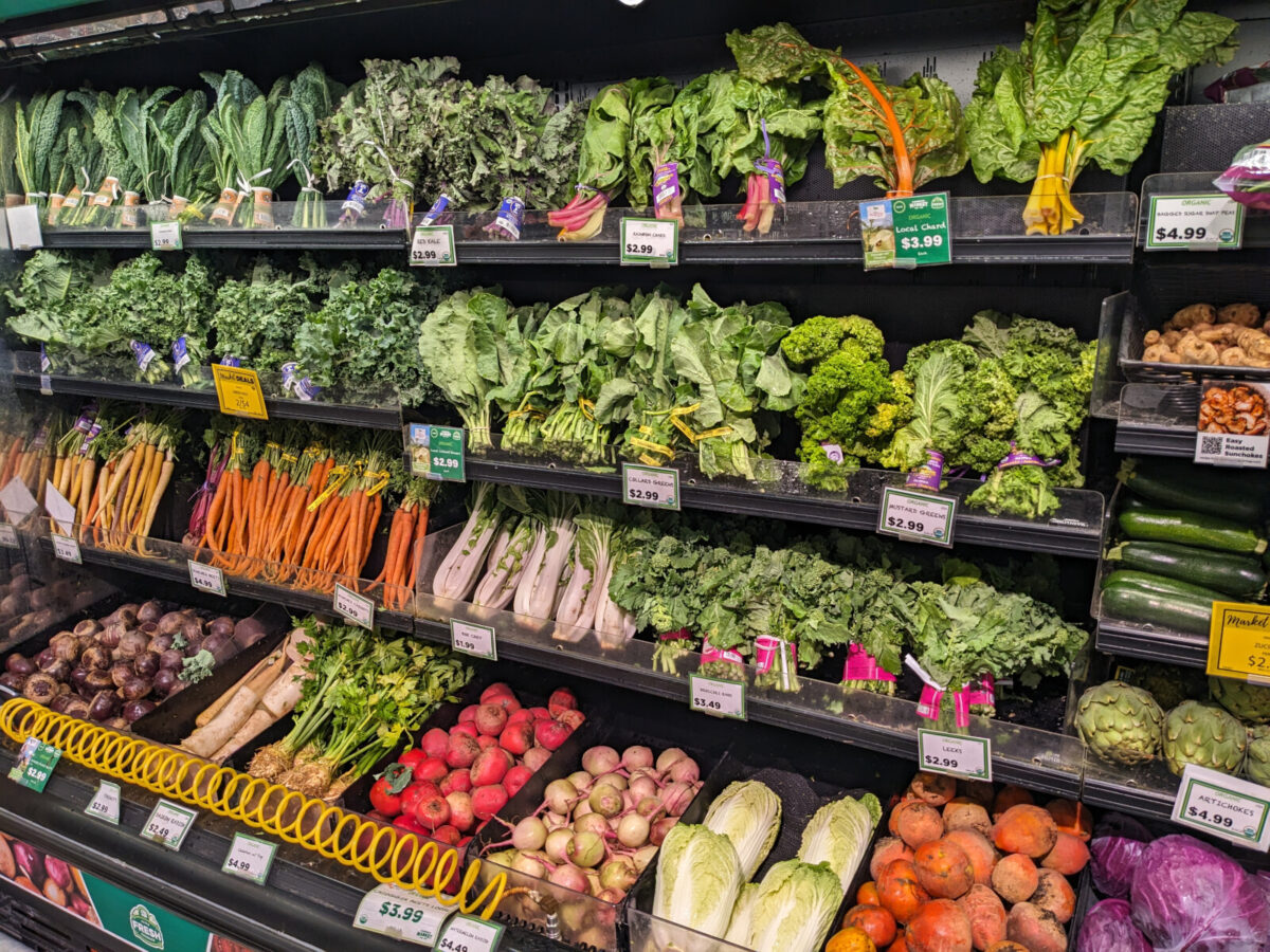 Fresh vegetables at a grocery store.