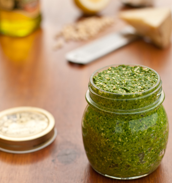 Lemon balm and cashew pesto.