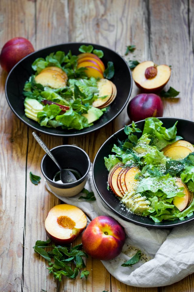 Summer Nectarine Salad with Dill Vinaigrette and avocado