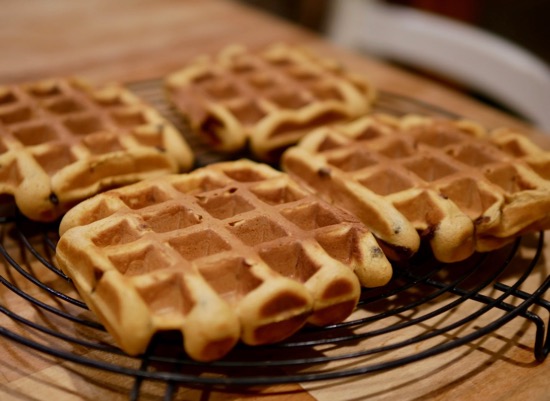 pumpkin protein waffles on rack