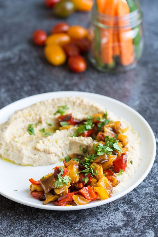 Hummus is a great snack to beat those afternoon cravings, this delicious roasted pepper hummus is naturally sweet and wholesome, perfect for dipping!