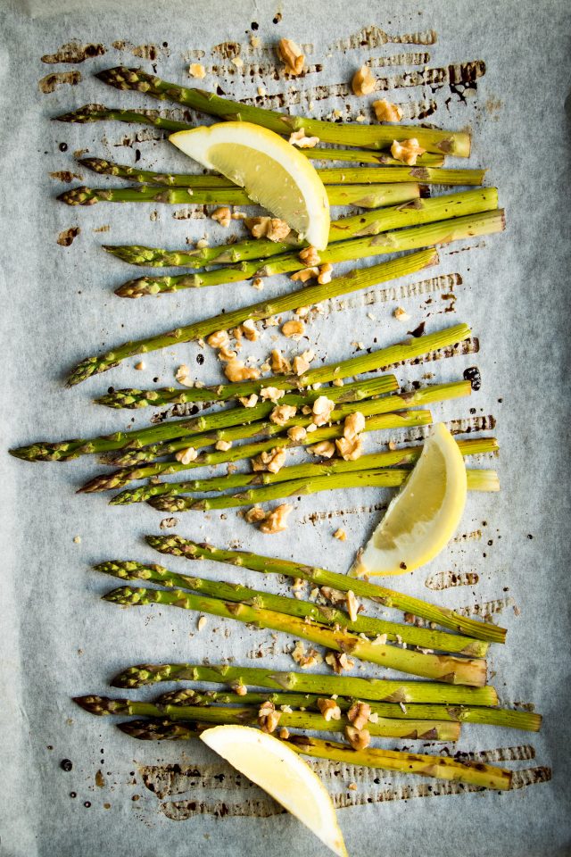 Make the most of this beautiful, seasonal asparagus by roasting it in balsamic vinegar and lemon juice!