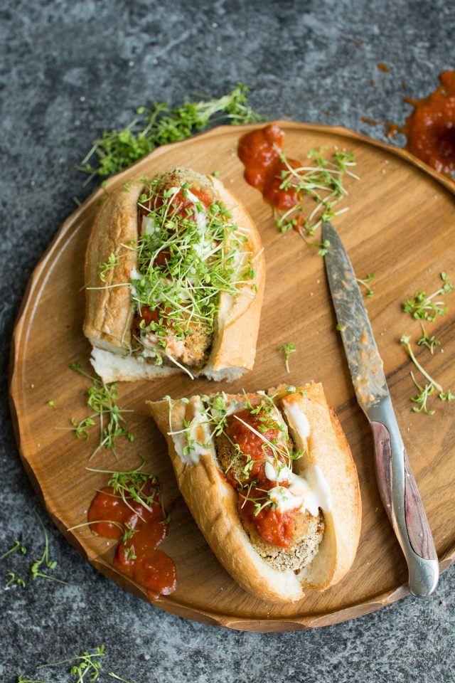 Vegan Meatball Sub. This delicious version uses mushrooms as a base for a hearty, satisfying sandwich that will curb all your cravings!