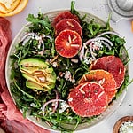 Winter Citrus Salad with blood oranges, cara cara oranges, grapefruit, and avocados.